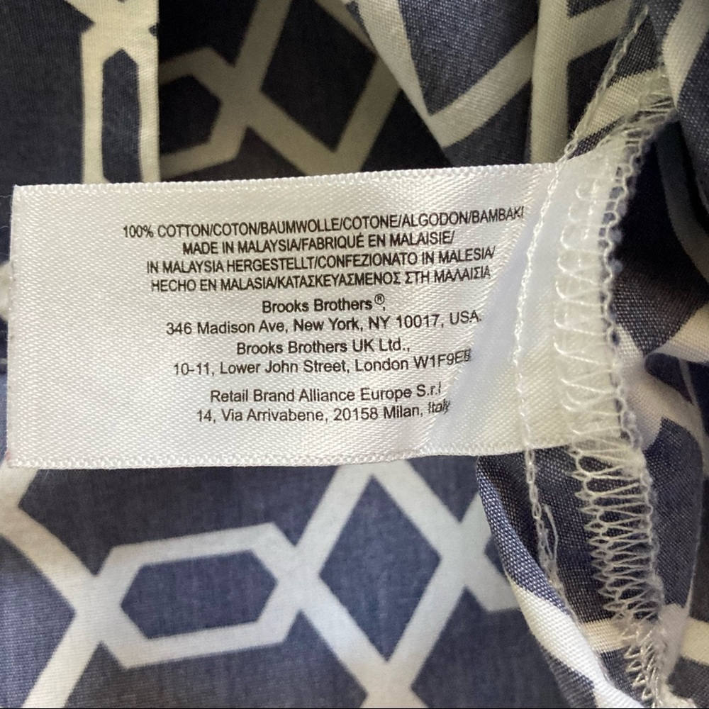 Brooks Brothers Tunic, Navy/White Interlocking Chain Pattern, L - Picture 13 of 14